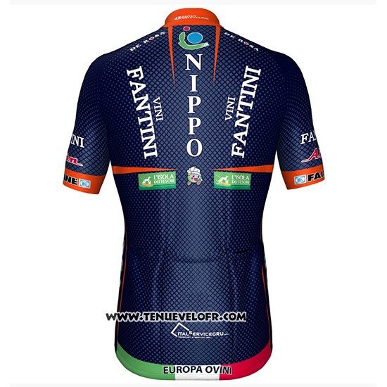 2018 Maillot Ciclismo Nippo Vini Fantini Europe Ovini Fonce Bleu Manches Courtes et Cuissard
